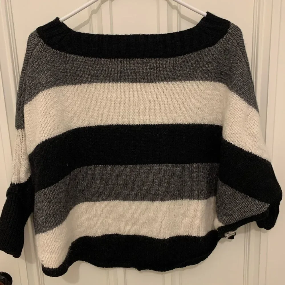 Loft  black/gray/cream dolman sweater small